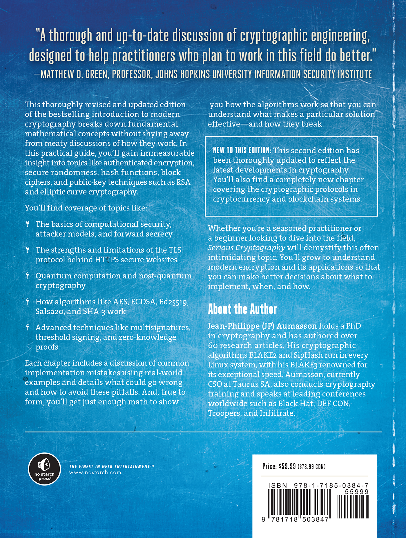 Serious Cryptography, 2nd Edition back cover Serious Cryptography, 2nd Edition back cover